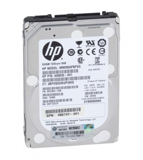 HDD Seagate HP 500GB 2,5" 7,2K SAS 6Gb ST9500620SS MM0500FBFVQ 605832-001 652747-001